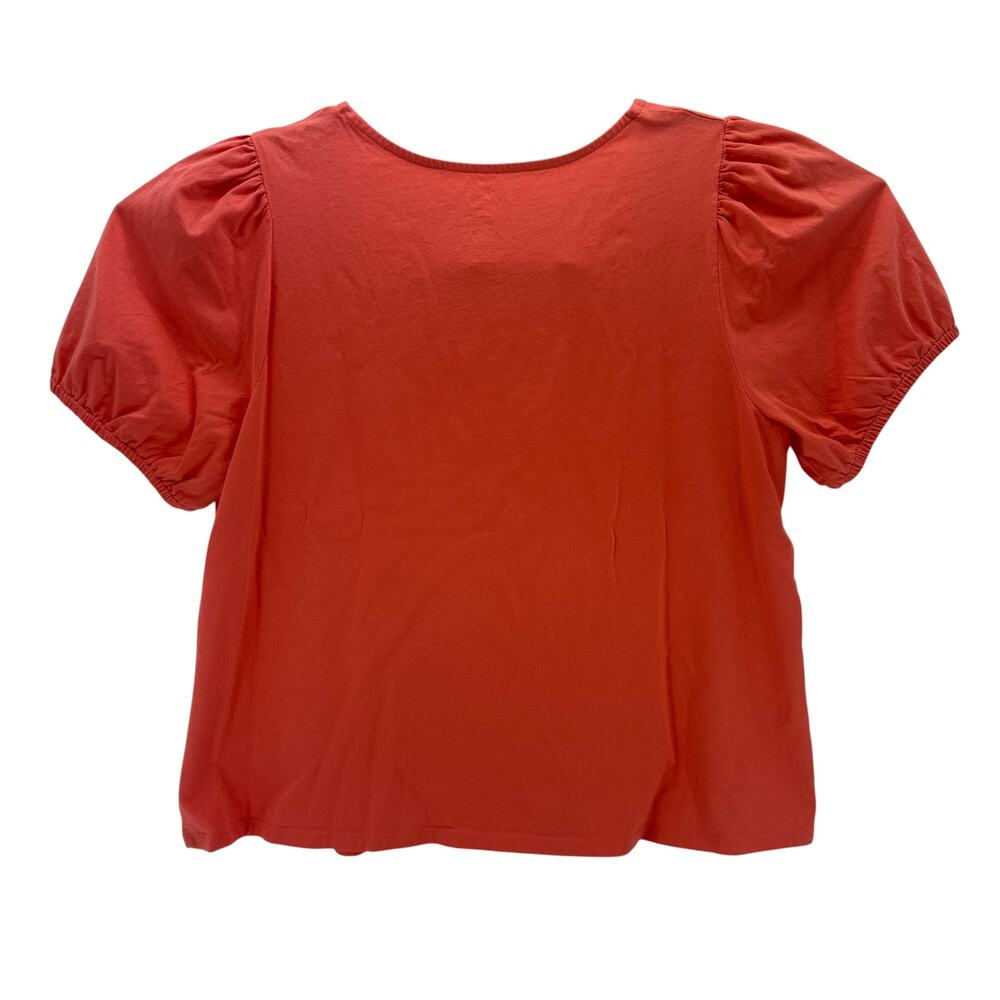 St John Bay Peach Plain Design Cotton Short Sleeve Top Womens 0X Shirt - Picture 2 of 5